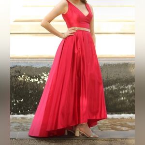 Betsy & Adam Red Prom Dress